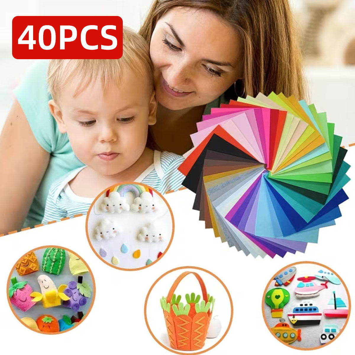 Fabric Softener Sheet - 40 шт. цветных фетровых листов различных