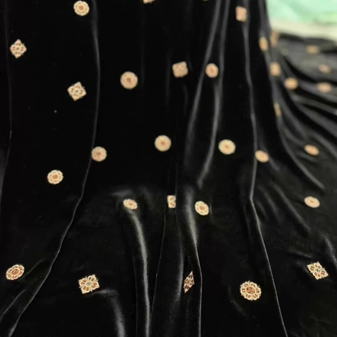 Черная, зеленая шелковая велюр – обзор и цена Sewing Embroidery Fabric