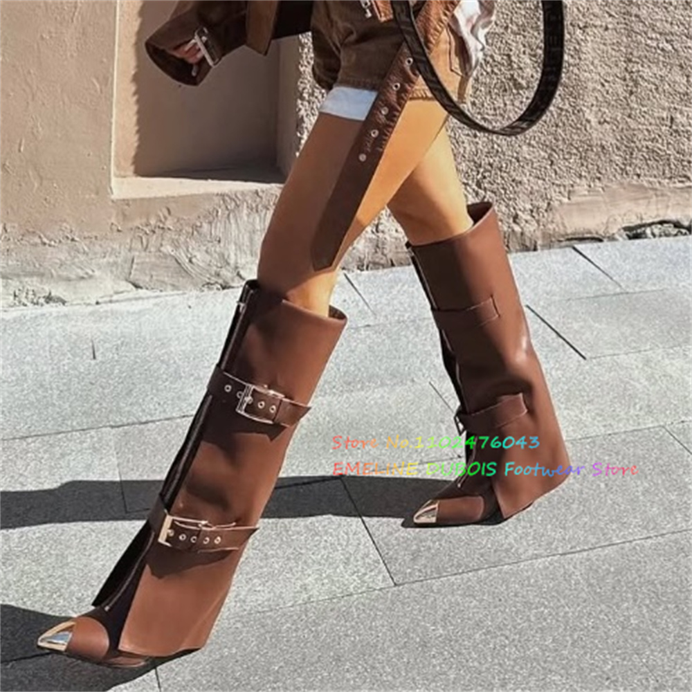 Коричневые кожаные сапоги до к – обзор и цена Sewing Front Zipper